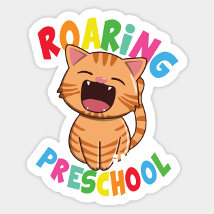 Roaring Into Preschool - Kawaii Cat Sticker